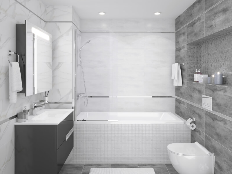 Белая плитка в дизайне ванной комнаты: особенности и сочетания